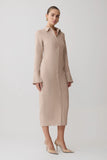 Dorian Fitted Shirt Midi Dress Wheat Marle