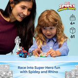 LEGO Marvel Spidey and His Amazing Friends Spidey on his Motorcycle vs Rhino Building Toy for Kids Super Hero Pretend Playset for Preschool Boys Girls Ages 4 Gift Idea for Birthdays 11206