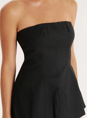 Black Tailored Bandeau Top