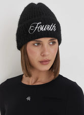 Black Fourth Branded Knitted Beanie Hat