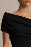 Alexandra Black Asymmetric Neck Draped Jumpsuit