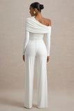 Gracious White Jumpsuit With Asymmetric Neckline