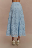 Arla Broderie Midi Skirt Pale Cornflower Blue