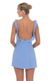 Ruffle V Neck Dress in Light Blue