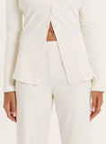 Cream Ribbed Straight Leg Trousers