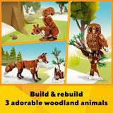 LEGO Creator 3 in 1 Forest Animals Red Fox Toys Building Toys for Kids Boys Girls Ages 9 W 3 Building Options into Fox Owl or Squirrel Gift for Birthdays 31154