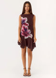 Maris Asymmetrical Mini Dress Velvet Bloom