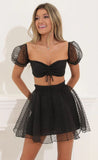 Baby Doll Two Piece Set in Black Dots