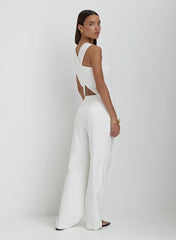 White Linen Tailored Trousers