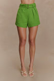 Scout Linen Belted Shorts Green