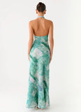 So Chic Maxi Dress Green Paisley