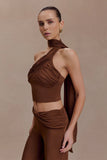 Lydia Slinky Asymmetrical Halter Top Chocolate