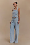 Dayna Denim Halter Top Light Blue