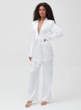 White Satin Wide Leg Trouser