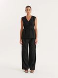 Black Cinched Waist Tailored Waistcoat