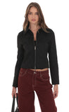 Suede Zip Up Jacket in Black
