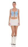 Lace Vest Top in Light Blue