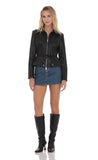 Belted Faux Leather Jacket in Black