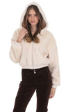 Fuzzy Zip Up Hoodie in Ivory