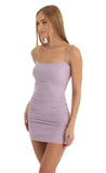Rhinestone Ruched Bodycon Dress in Purple