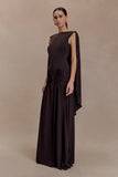 Emory Jersey Cape Maxi Dress Chocolate