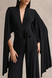 Laurina Black Plunge Neck Jumpsuit