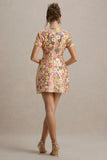 Eira Pastel Floral Print Embellished Mini Dress