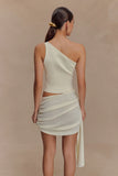 Cali Drape Skirt Knit Mini Dress Ivory