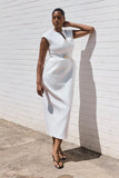 Livia V Neck Linen Maxi Dress White