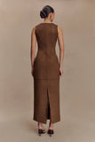 Liam Faux Suede Maxi Dress Dark Chocolate