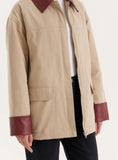 Beige Contrast Collar Barn Jacket