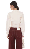 Knit Mock Neck Zip Up Cardigan in Ivory