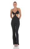 Shimmer Ribbed Cutout Jumpsuit in Black