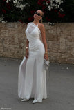 Gabrielle Slinky And Mesh Maxi Dress White