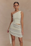 Cali Drape Skirt Knit Mini Dress Ivory