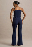 Jada Navy Tailored Flared Leg Trousers