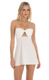 Bow Cutout Strapless Dress in White
