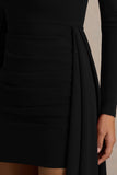 Zaya Black Long Sleeve Mini Dress With Drape