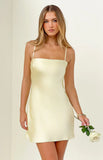 Chelsea Yellow Satin Mini Dress