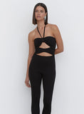 Black Cut Out Halterneck Jumpsuit