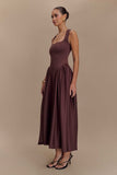 Sharon Scuba Jersey Midi Dress Cacao Brown