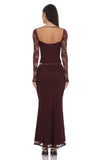 Lace Flare Maxi Skirt in Deep Wine