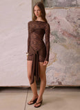 Consie Long Sleeve Mini Dress Chocolate