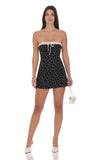 Polka Dot Ruched Trim Dress in Black