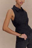 Selene Sleeveless Halter Shirt Black