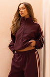 Kosie Burgundy and Pink Stripe Track Jacket