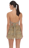 Shimmer Pleated Ruffle Dress in Gold