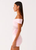 Either Way Off Shoulder Mini Dress Baby Pink