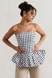 Roll With It Black White Gingham Bandeau Ruffle Top