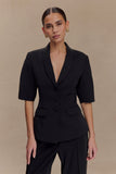 Opal Puff Sleeve Suiting Top Black